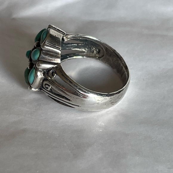 Vintage Signed Turquoise & Sterling Ring-Size 6 - Picture 3 of 4